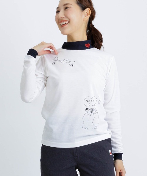 Picone CLUB(ピッコーネクラブ)の「レイヤード風UV速乾プルオーバー(Tシャツ/カットソー・レディース・ホワイト/ネイビー/オレンジ・S/L/M)」の8枚目の写真