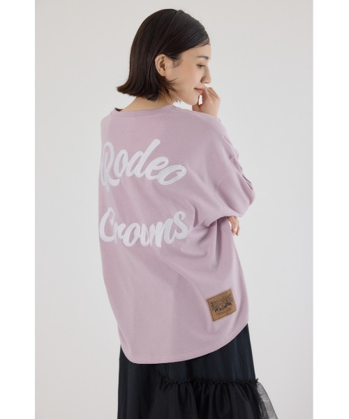 RODEO CROWNS WIDE BOWL(ロデオクラウンズワイドボウル)の「カラーステッチVネック5分袖Tシャツ(Tシャツ/カットソー・レディース・オフホワイト/ダークグリーン/ブラック/スモークピンク・FREE)」の4枚目の写真