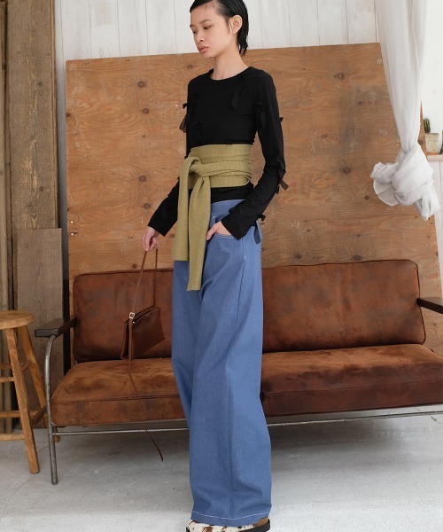 leinwande（ラインヴァンド）の「【leinwande】Fortune Ribbon Top（シャツ/ブラウス・レディース・ブラック/ホワイト・ONE SIZE）」の6枚目の写真