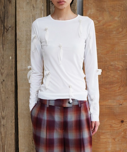 leinwande（ラインヴァンド）の「【leinwande】Fortune Ribbon Top（シャツ/ブラウス・レディース・ブラック/ホワイト・ONE SIZE）」の14枚目の写真