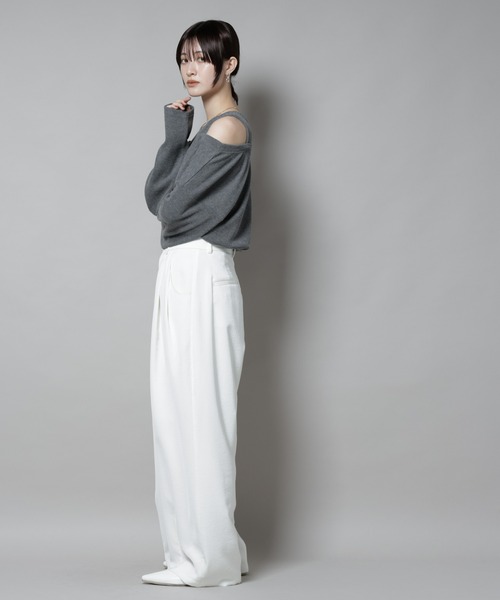 NANO universe（ナノユニバース）の「フェイクレイヤードワッフルカットトップス（Tシャツ/カットソー・レディース・モカ/ダークネイビー/グレー・FREE）」の9枚目の写真