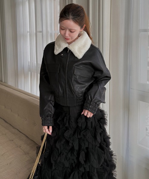 フェイクビンテージレザー2wayショートジャケット（ライダース