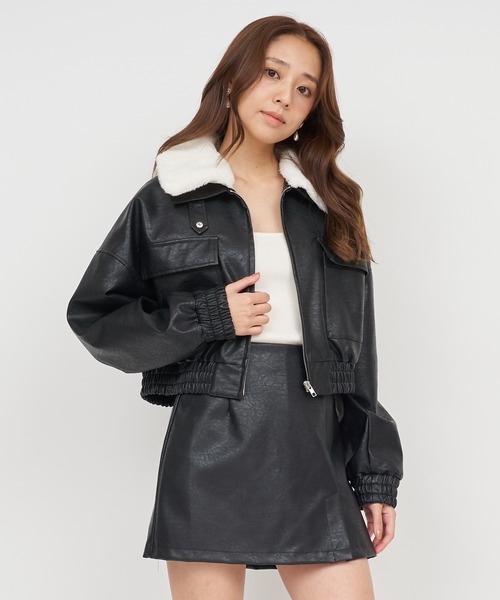 ROYAL PARTY(ロイヤルパーティー)の「フェイクビンテージレザー2wayショートジャケット(ライダースジャケット・レディース・ブラック/ブラウン・FREE)」の17枚目の写真