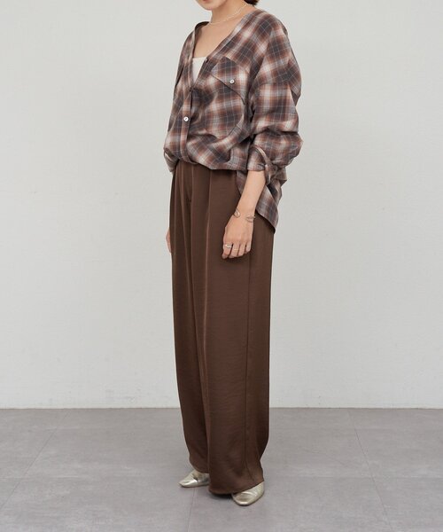 秋のスタイリングに》Vネックオンブレチェックシャツ（シャツ/ブラウス