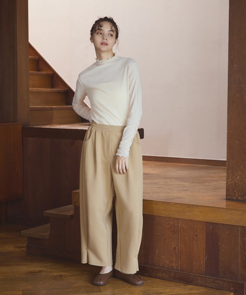 OLUN（オルン）の「Loose wide punch pants/ルーズワイドポンチパンツ（スラックス・レディース・ベージュ/グレー/アイボリー・MEDIUM/SMALL）」の9枚目の写真