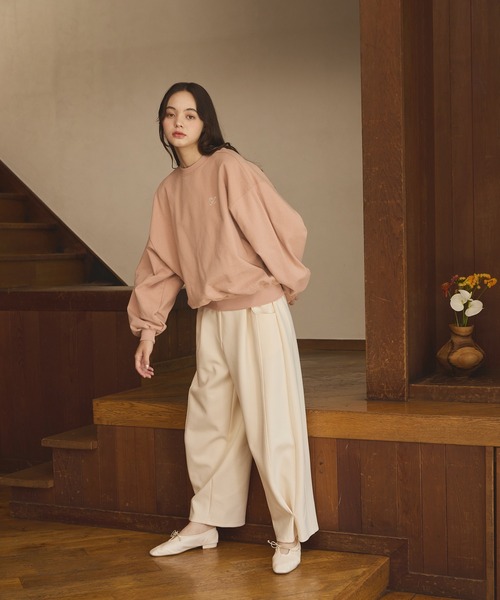 OLUN（オルン）の「Loose wide punch pants/ルーズワイドポンチパンツ（スラックス・レディース・ベージュ/グレー/アイボリー・MEDIUM/SMALL）」の15枚目の写真