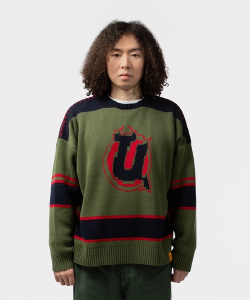 UNION（UNION TOKYO）（ユニオン）の「UNION TOKYO  PETTY SWEATER ユニオントーキョー（ニット/セーター・メンズ・オリーブ/ブラック・L/XL/S/M）」の14枚目の写真