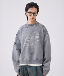 soerte(\Ge)4-pattern Graphic Distressed Sweat/OtBbN_[WXEFbg(XEFbg)