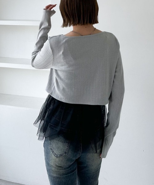 archives（アルシーヴ）の「ＦリボンカットＣＤ×ドッキングキャミＳＥＴ（アンサンブル・レディース・グレー/オフホワイト/ブラック・MEDIUM）」の7枚目の写真