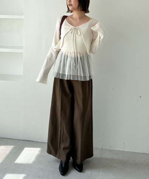 archives（アルシーヴ）の「ＦリボンカットＣＤ×ドッキングキャミＳＥＴ（アンサンブル・レディース・グレー/オフホワイト/ブラック・MEDIUM）」の16枚目の写真