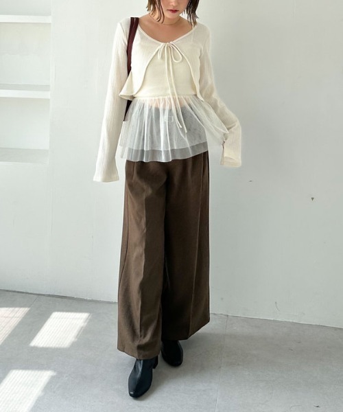 archives（アルシーヴ）の「ＦリボンカットＣＤ×ドッキングキャミＳＥＴ（アンサンブル・レディース・グレー/オフホワイト/ブラック・MEDIUM）」の17枚目の写真