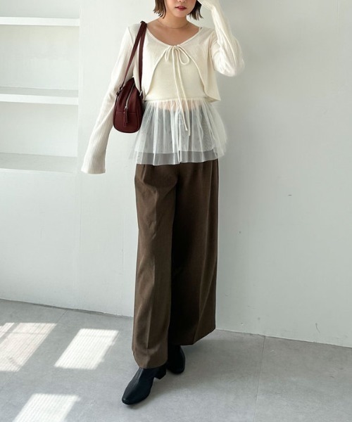 archives（アルシーヴ）の「ＦリボンカットＣＤ×ドッキングキャミＳＥＴ（アンサンブル・レディース・グレー/オフホワイト/ブラック・MEDIUM）」の18枚目の写真