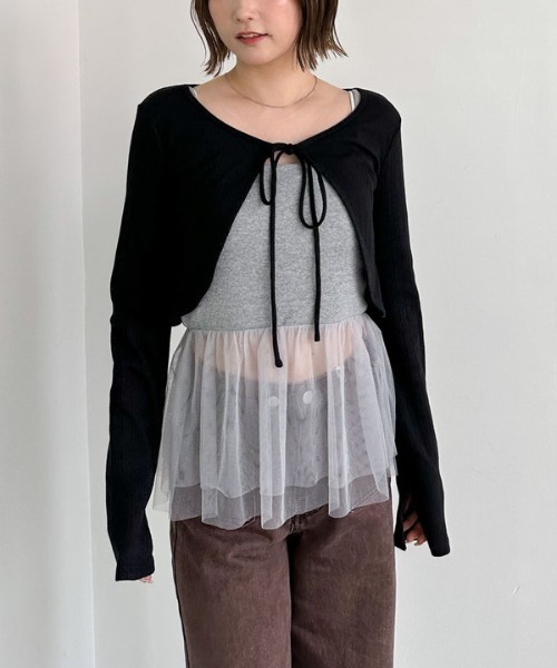 archives（アルシーヴ）の「ＦリボンカットＣＤ×ドッキングキャミＳＥＴ（アンサンブル・レディース・グレー/オフホワイト/ブラック・MEDIUM）」の20枚目の写真