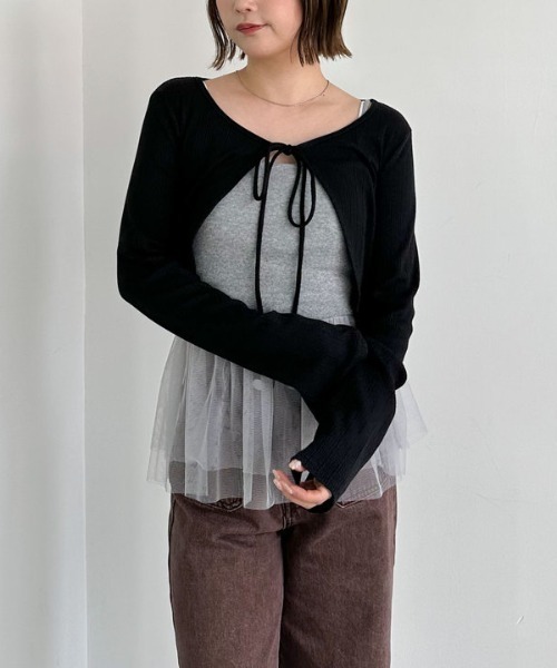 archives（アルシーヴ）の「ＦリボンカットＣＤ×ドッキングキャミＳＥＴ（アンサンブル・レディース・グレー/オフホワイト/ブラック・MEDIUM）」の21枚目の写真