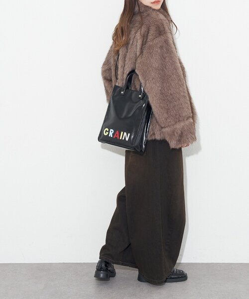 GRAIN(グレイン)の「【GRAIN/グレイン】ワッペンロゴフェイクレザートートバッグ(トートバッグ・レディース・ブラック・FREE)」の7枚目の写真