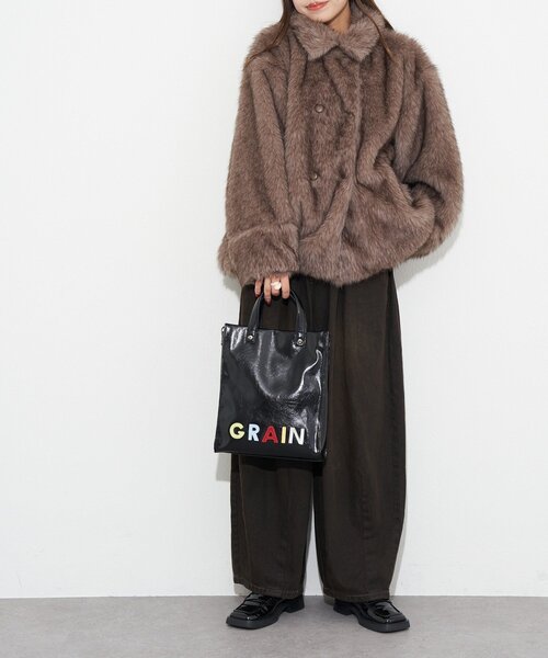 GRAIN(グレイン)の「【GRAIN/グレイン】ワッペンロゴフェイクレザートートバッグ(トートバッグ・レディース・ブラック・FREE)」の8枚目の写真