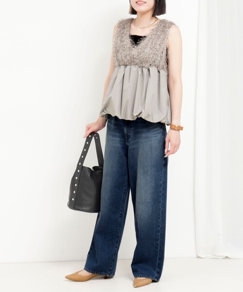 MICO COULIER（ミコクリエ）の「フラッグヤーンインレイベスト（シャツ/ブラウス・レディース・ブラック/グレー・38）」の3枚目の写真