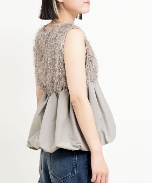 MICO COULIER（ミコクリエ）の「フラッグヤーンインレイベスト（シャツ/ブラウス・レディース・ブラック/グレー・38）」の7枚目の写真