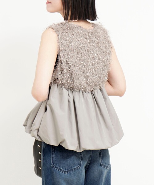 MICO COULIER（ミコクリエ）の「フラッグヤーンインレイベスト（シャツ/ブラウス・レディース・ブラック/グレー・38）」の8枚目の写真