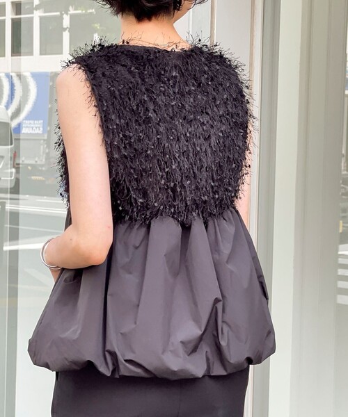 MICO COULIER（ミコクリエ）の「フラッグヤーンインレイベスト（シャツ/ブラウス・レディース・ブラック/グレー・38）」の10枚目の写真