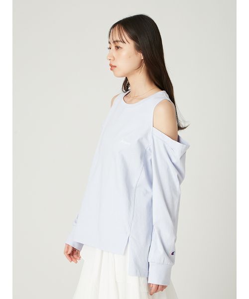 FRAY I.D（フレイアイディー）の「【Champion】オフショルロングTシャツ（Tシャツ/カットソー・レディース・ブラウン/ライトブルー/ホワイト・F）」の6枚目の写真