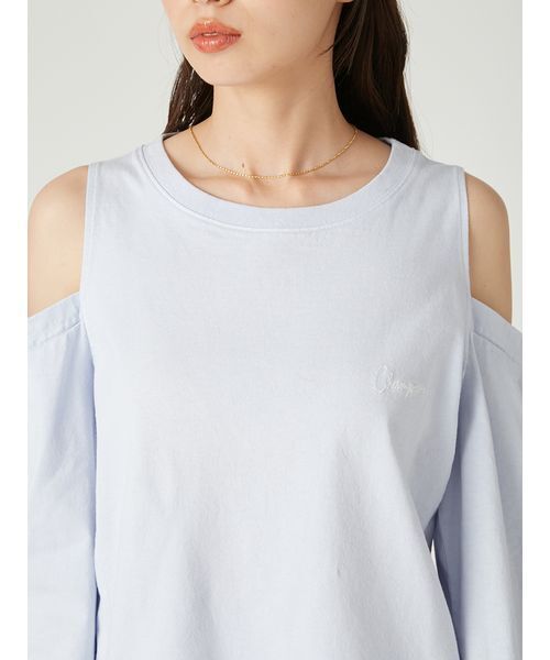 FRAY I.D（フレイアイディー）の「【Champion】オフショルロングTシャツ（Tシャツ/カットソー・レディース・ブラウン/ライトブルー/ホワイト・F）」の7枚目の写真