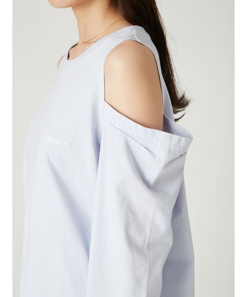 FRAY I.D（フレイアイディー）の「【Champion】オフショルロングTシャツ（Tシャツ/カットソー・レディース・ブラウン/ライトブルー/ホワイト・F）」の8枚目の写真