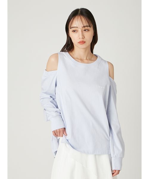 FRAY I.D（フレイアイディー）の「【Champion】オフショルロングTシャツ（Tシャツ/カットソー・レディース・ブラウン/ライトブルー/ホワイト・F）」の18枚目の写真