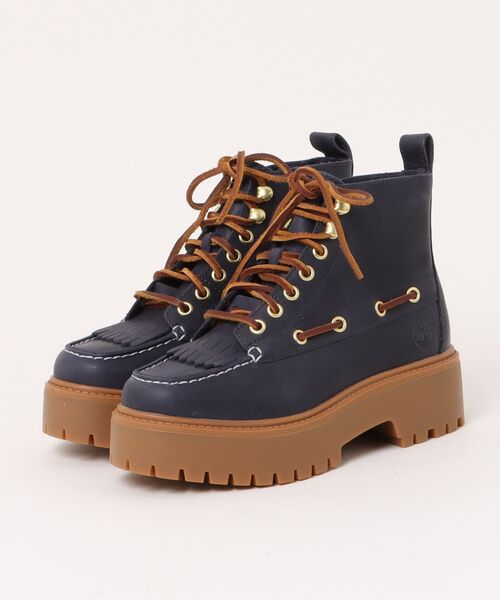 Timberland(ティンバーランド)の「Timberland ティンバーランド STONE STREET MID LACE BOOT レディースブーツ レースアップ 厚底(ストーンストリートミッドレースブーツ) 0A27YZ ダークブルー(ブーツ・レディース・ダークブルー・22.5cm/23.0cm/23.5cm/24.0cm/24.5cm/25.0cm)」の1枚目の写真