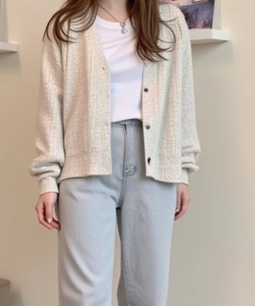 cammie(キャミー)の「透かし編み模様ニットカーディガン(カーディガン/ボレロ・レディース・グリーン/イエロー/ラベンダー/アイボリー・F)」の13枚目の写真