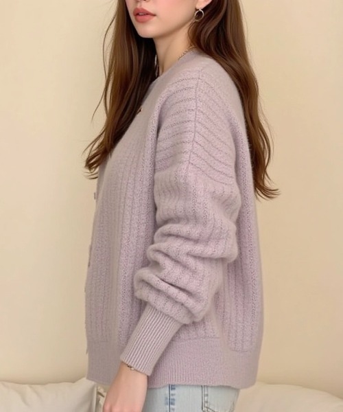 cammie(キャミー)の「透かし編み模様ニットカーディガン(カーディガン/ボレロ・レディース・グリーン/イエロー/ラベンダー/アイボリー・F)」の20枚目の写真