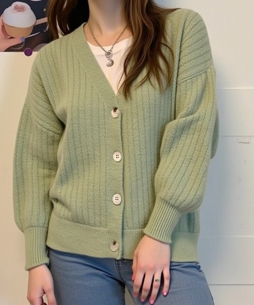 cammie(キャミー)の「透かし編み模様ニットカーディガン(カーディガン/ボレロ・レディース・グリーン/イエロー/ラベンダー/アイボリー・F)」の18枚目の写真