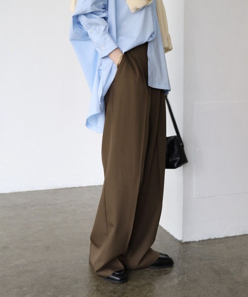 【美品】 プリーツプリーズ 総タック スーパーワイド パンツ 茶 2 M 美品】 プリーツプリーズ 総タック スーパーワイド パンツ 茶 2