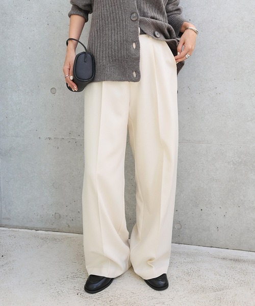 セール】タックワイドロングパンツ（スラックス）｜Freesia by andme