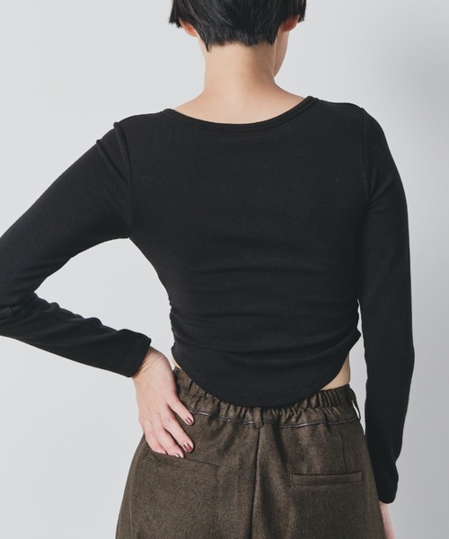 bita.（ビタ）の「スクエアネックサイドギャザーカップ付きロンT（Tシャツ/カットソー・レディース・ブルー/ブラウン/ホワイト/ブラック・FREE）」の9枚目の写真