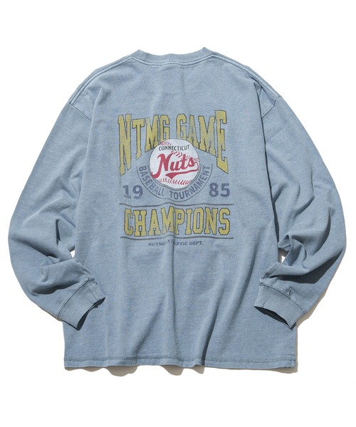 NO NEED(ノーニード)の「【NUTMEG/ナツメグ】製品染めNutsロンT(Tシャツ/カットソー・メンズ・チャコール/ブルー系その他/グリーン/ピンク/ブルー・M/L)」の4枚目の写真