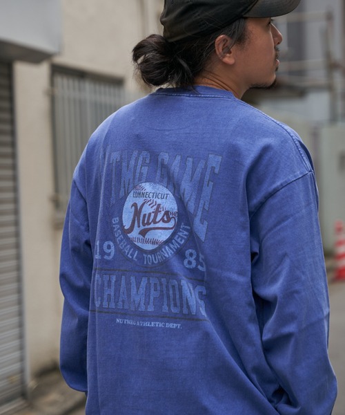 NO NEED(ノーニード)の「【NUTMEG/ナツメグ】製品染めNutsロンT(Tシャツ/カットソー・メンズ・チャコール/ブルー系その他/グリーン/ピンク/ブルー・M/L)」の13枚目の写真