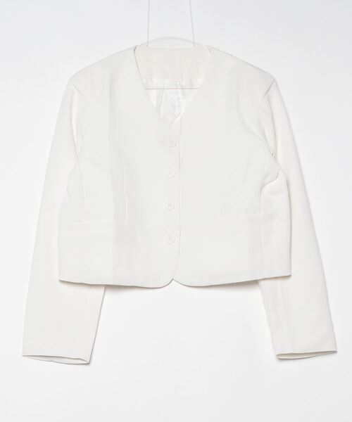 FREE STYLISTS(フリー スタイリスト)の「YUGA_YGMC V-neck cropped jacket(ノーカラージャケット・レディース・グリーン/ベビーピンク/オフホワイト・FREE)」の12枚目の写真