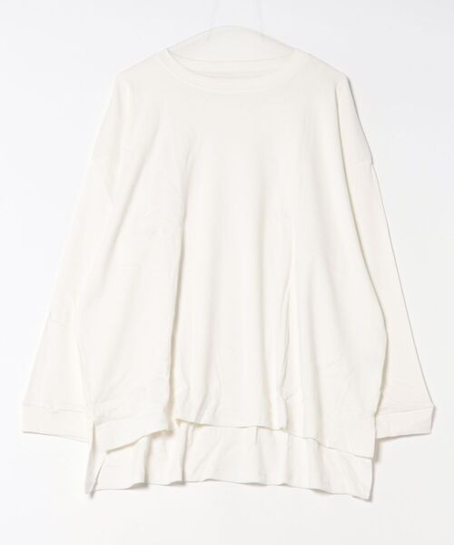 MARAI(マーライ)の「オーバーサイズロングTシャツ(Tシャツ/カットソー・レディース・杢グレー/チャコールグレー/ブラック/グレー/ホワイト・LL~3L/M~L/4L~5L)」の8枚目の写真