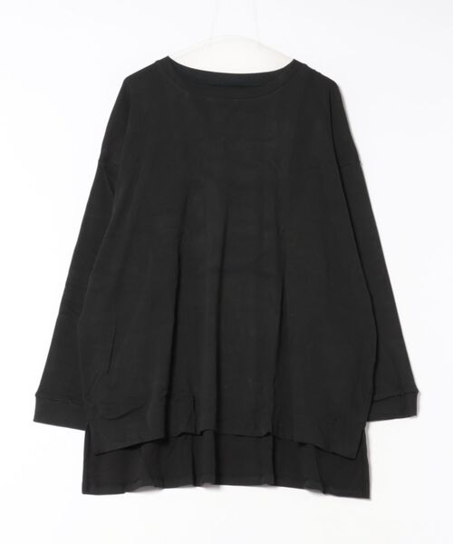 MARAI(マーライ)の「オーバーサイズロングTシャツ(Tシャツ/カットソー・レディース・杢グレー/チャコールグレー/ブラック/グレー/ホワイト・LL~3L/M~L/4L~5L)」の12枚目の写真