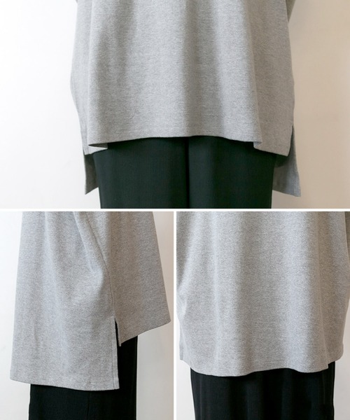 MARAI(マーライ)の「オーバーサイズロングTシャツ(Tシャツ/カットソー・レディース・杢グレー/チャコールグレー/ブラック/グレー/ホワイト・LL~3L/M~L/4L~5L)」の20枚目の写真