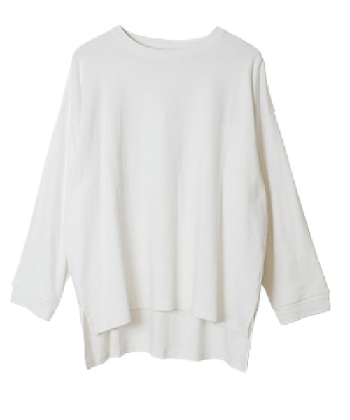 MARAI(マーライ)の「オーバーサイズロングTシャツ(Tシャツ/カットソー・レディース・杢グレー/チャコールグレー/ブラック/グレー/ホワイト・LL~3L/M~L/4L~5L)」の9枚目の写真