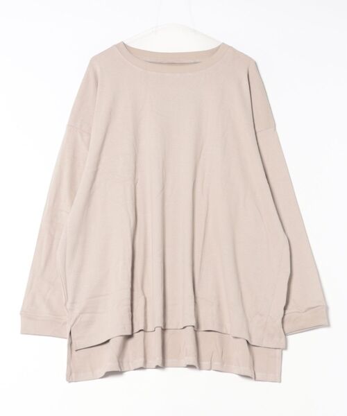 MARAI(マーライ)の「オーバーサイズロングTシャツ(Tシャツ/カットソー・レディース・杢グレー/チャコールグレー/ブラック/グレー/ホワイト・LL~3L/M~L/4L~5L)」の10枚目の写真