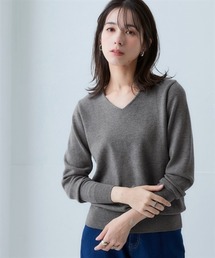 洗えるVネックニット【毛玉になりにくいふんわりもちもち素材】＜大きいサイズ有＞