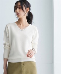 洗えるVネックニット【毛玉になりにくいふんわりもちもち素材】<大きいサイズ有>