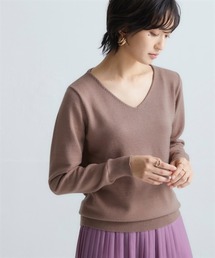 洗えるVネックニット【毛玉になりにくいふんわりもちもち素材】<大きいサイズ有>