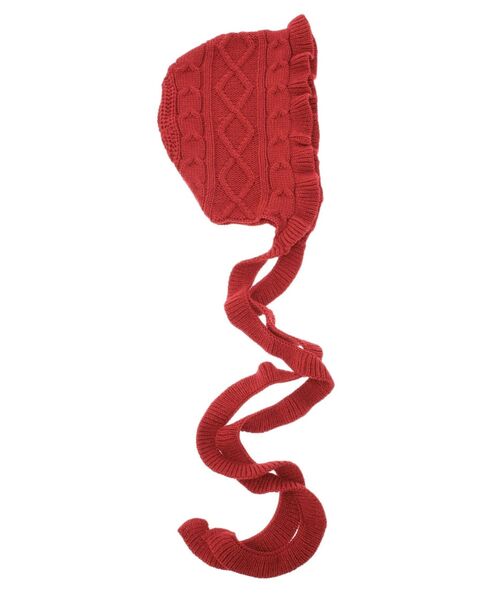 jouetie（ジュエティ）の「フリルケーブルバラクラバ　ニットフード　ニットキャップ（ニットキャップ/ビーニー・レディース・アイボリー/ブラック/レッド・FREE）」の10枚目の写真