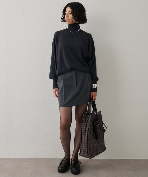 Whim Gazette（ウィムガゼット）の「タックミニスカート（スカート・レディース・グレー/ブラック・38/36）」の3枚目の写真