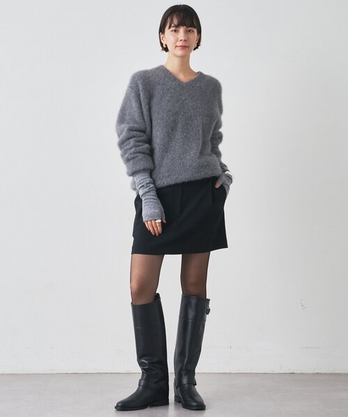 Whim Gazette（ウィムガゼット）の「タックミニスカート（スカート・レディース・グレー/ブラック・38/36）」の11枚目の写真