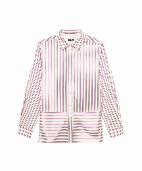 AIGLE（エーグル）の「吸水速乾 ストライプロングスリーブシャツ（シャツ/ブラウス・レディース・ホワイト・36/38）」の11枚目の写真